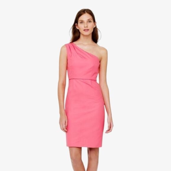 J. Crew Dresses & Skirts - J.Crew Women’s Dress Barbiecore Preppy One-Shoulder Hot Pink Soft Cotton Size 4
